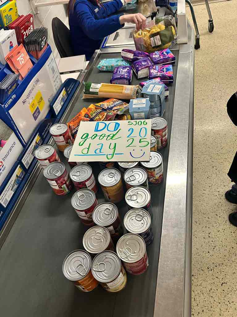 The team from SJOG’s Liverpool outreach services spent their day collecting
                            and donating food to local foodbanks in need