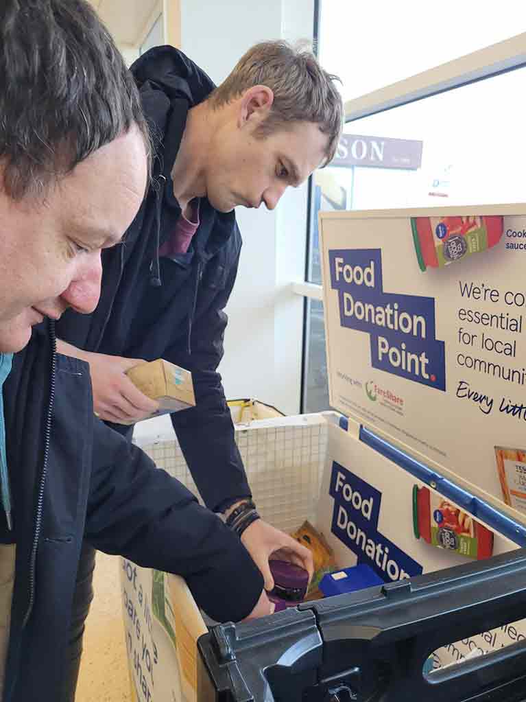Tenants from Northern Supported Living Services, Simon and Daniel, chose to donate
                        to the local food bank.