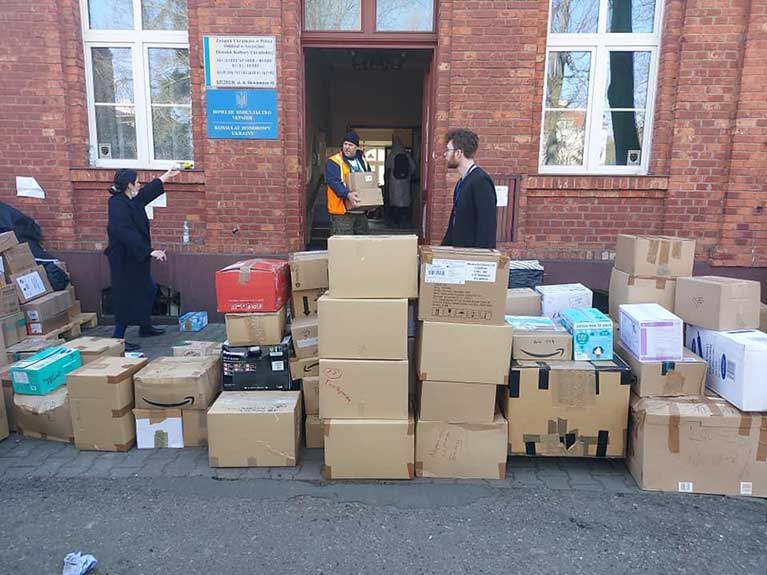 Unloading in Poland.