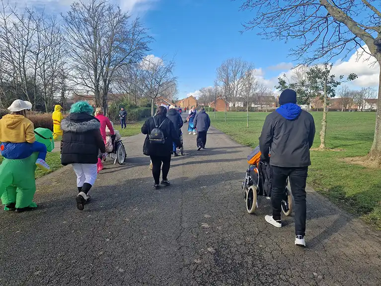 The residents and staff at Sandown Road care home completed a sponsored walk
                            wearing fancy dress in aid of Macmillan Cancer Support.